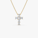 1.25 Ctw 14k Emerald Cut Lab Grown Diamond Cross Necklace - Addison 14k Gold Ferkos Fine Jewelry