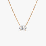 1.00 Ctw 14k Prong Setting Oval Shape Lab Grown Diamond Solitaire Necklace - Mara Ferkos Fine Jewelry