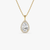 1.25ctw 14k Pear Shaped Halo Setting Lab Grown Diamond Necklace - Liana 14k Gold Ferkos Fine Jewelry
