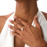 0.75 Ctw 14k Gold Pear Shape Lab Grown Diamond Beaded Necklace - Lara Ferkos Fine Jewelry