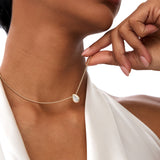0.75 Ctw 14k Gold Pear Shape Lab Grown Diamond Beaded Necklace - Lara Ferkos Fine Jewelry