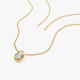 0.75 Ctw 14k Gold Pear Shape Lab Grown Diamond Beaded Necklace - Lara Ferkos Fine Jewelry