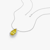 2.25 Ctw 14k Pear Shaped Fancy Intense Yellow Lab Grown Diamond Necklace - Queen Ferkos Fine Jewelry