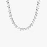 13.30ctw 14k Round Shaped Lab Grown Diamond Tennis Necklace - Dalia 14k White Gold Ferkos Fine Jewelry