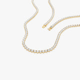 13.30ctw 14k Round Shaped Lab Grown Diamond Tennis Necklace - Dalia Ferkos Fine Jewelry