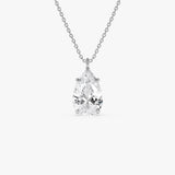 3.00 Ctw 14k Pear Shaped Lab Grown Diamond Statement Pendant Necklace - Clio 14k White Gold Ferkos Fine Jewelry