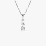 0.80 CTW 14k Three Stone Lab Grown Diamond Drop Necklace - Galla 14K White Gold Ferkos Fine Jewelry