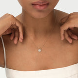 14k Baguette and Round Diamond Clover Pendant Necklace Ferkos Fine Jewelry
