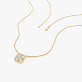 14k Baguette and Round Diamond Clover Pendant Necklace Ferkos Fine Jewelry