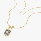 14K Gold Diamond Shield Charm Necklace Ferkos Fine Jewelry
