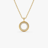 14K Gold Diamond Rope Circle Pendant Necklace 14K Gold Ferkos Fine Jewelry