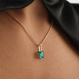 1.85 Ctw 14K Lab Grown Colombian Emerald Pendant - Sana Ferkos Fine Jewelry