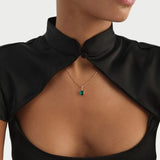1.85 Ctw 14K Lab Grown Colombian Emerald Pendant - Sana Ferkos Fine Jewelry