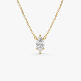 14K 0.50 CTW 6 Prongs Marquise Lab Diamond Solitaire Necklace - Lulu 14K Gold Ferkos Fine Jewelry