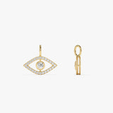 14K Natural Floating Diamond Evil Eye Necklace - Karma Ferkos Fine Jewelry