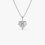 14k Bold Unique Diamond Heart Necklace 14K White Gold Ferkos Fine Jewelry