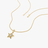 14k Fluted Star Diamond Charm Necklace Ferkos Fine Jewelry