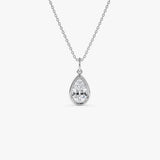 1 CTW 14k Pear Shaped Lab Grown Diamond Pendant Necklace - Vesta 14K White Gold Ferkos Fine Jewelry