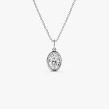 1 CTW 14k Oval Shaped Lab Grown Diamond Pendant Necklace - Bindi 14K White Gold Ferkos Fine Jewelry