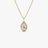 1 CTW 14k Oval Shaped Lab Grown Diamond Pendant Necklace - Bindi 14K Gold Ferkos Fine Jewelry