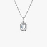 1 CTW 14k Emerald Cut Lab Grown Diamond Pendant Necklace - Jarra 14K White Gold Ferkos Fine Jewelry