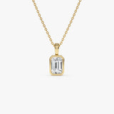 1 CTW 14K Lab Grown Bezel Set Emerald Cut Diamond Charm - Yana Ferkos Fine Jewelry