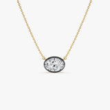 1.5 CTW 14K Lab Grown Oval Diamond East-West Necklace 14k Gold Ferkos Fine Jewelry