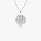14k Celestial Moon Face Charm Natural Diamonds 14K White Gold Ferkos Fine Jewelry