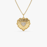 14k Diamond Heart Medallion Charm 14K Gold Ferkos Fine Jewelry