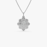14k Celestial Diamond Sunburst Charm 14K White Gold Ferkos Fine Jewelry