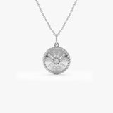 14k Diamond Sunburst Medallion Charm 14K White Gold Ferkos Fine Jewelry