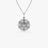 14k Unique Diamond Sunburst Charm 14K White Gold Ferkos Fine Jewelry