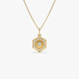 14k Diamond Hexagon Charm 14K Gold Ferkos Fine Jewelry