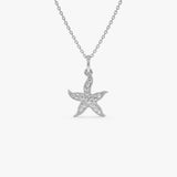 14k Starfish Charm Necklace with Diamonds 14K White Gold Ferkos Fine Jewelry