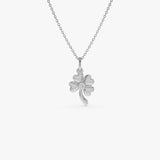 14k Four Leaf Clover Charm with a Diamond 14K White Gold Ferkos Fine Jewelry