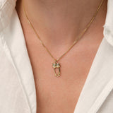 14k Owl Charm Necklace with Diamonds Ferkos Fine Jewelry