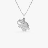 14k Elephant Charm Necklace with Natural Diamond 14K White Gold Ferkos Fine Jewelry
