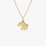 14k Lucky Elephant Charm Necklace with a Diamond 14K Gold Ferkos Fine Jewelry
