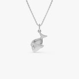 14k Fish Charm Necklace with a Diamond 14K White Gold Ferkos Fine Jewelry
