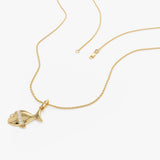 14k Fish Charm Necklace with a Diamond Ferkos Fine Jewelry