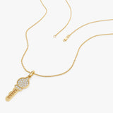 14k Gold Pavé Diamond Key Charm Necklace Ferkos Fine Jewelry