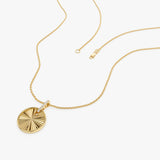 14K Gold Diamond Fluted Circle Pendant Necklace Ferkos Fine Jewelry
