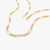 14k Mixed Link Paperclip Bolo Chain Necklace Ferkos Fine Jewelry