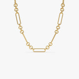 14k Mixed Link Paperclip Bolo Chain Necklace 14K Gold Ferkos Fine Jewelry