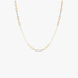 14k Two-Tone Link Layering Paperclip Necklace 14K Gold Ferkos Fine Jewelry