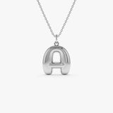 14K 20MM Balloon Initial Letter Pendant 14K White Gold Ferkos Fine Jewelry