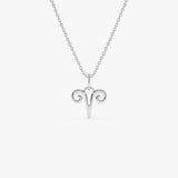 14K Aries Zodiac Charm Necklace 14K White Gold Ferkos Fine Jewelry