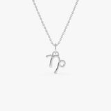 14K Capricorn Zodiac Charm Necklace 14K White Gold Ferkos Fine Jewelry