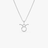 14K Taurus Zodiac Charm Necklace 14K White Gold Ferkos Fine Jewelry