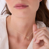 14K Gold Abstract Open Heart Pendant Necklace Ferkos Fine Jewelry